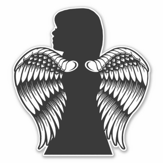 Little Angel Girl Child Silhouette Minimal Art Aufkleber (Vorderseite)
