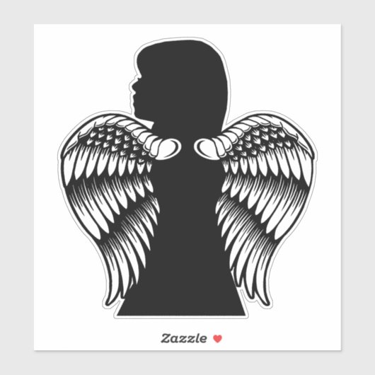 Little Angel Girl Child Silhouette Minimal Art Aufkleber (Blatt)