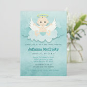 Little Angel - Junge oder neutrale - kaukasisch Einladung (Stehend Vorderseite)