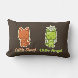Little Angel, Little Devil Cartoon Kitty Cat Lendenkissen