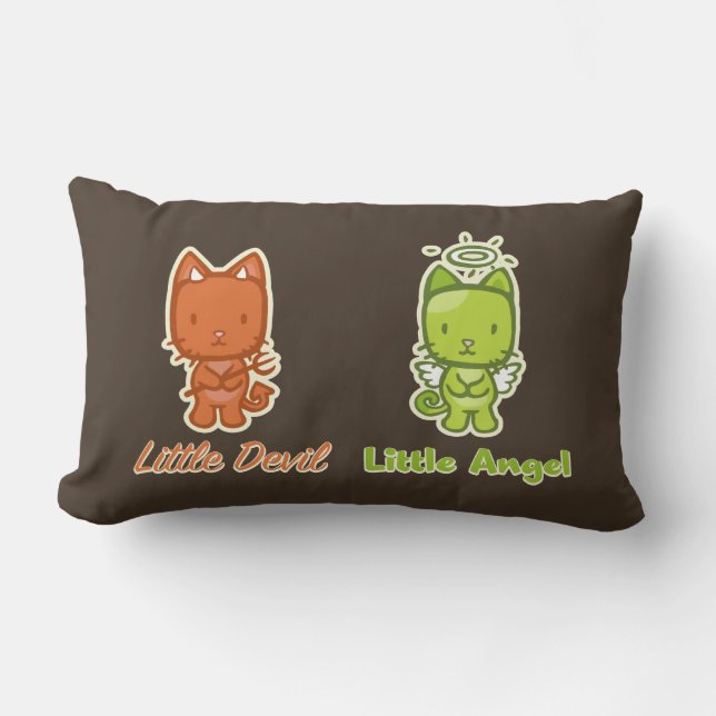 Little Angel, Little Devil Cartoon Kitty Cat Lendenkissen (Vorderseite)