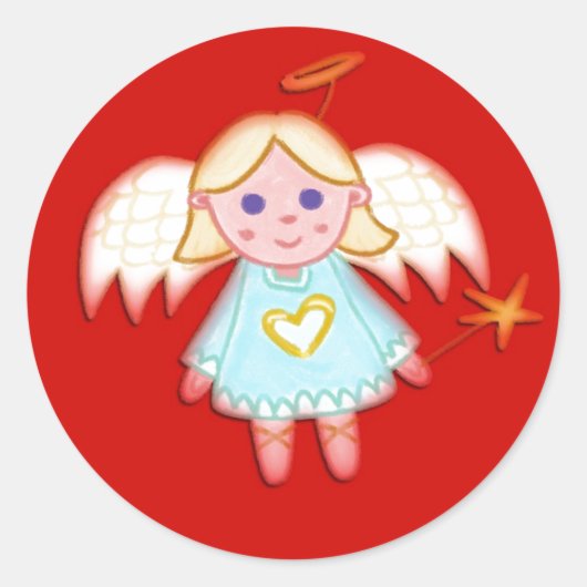 Little Angel on Red Aufkleber (Vorderseite)