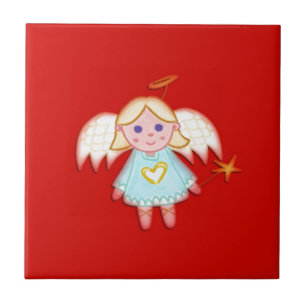 Little Angel on Red Fliese