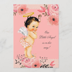 Little Angel Watercolor Blume Kinderdusche Einladung