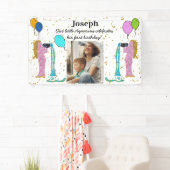 Little Aquarius 1. Geburtstag Gold Flake & Balloon Banner (Insitu)