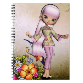 Little Asian Girl Fantasy Spiral Note Books 4 Notizblock