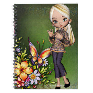 Little Asian Girl Fantasy Spiral Note Books 6 Notizblock