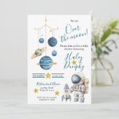 Little Astronaut Baby Shower Invitation Einladung (Stehend Vorderseite)