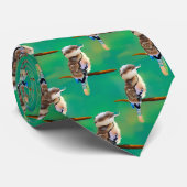 Little Australian Kookaburra Bird Pattern Green Krawatte (Gerollt)