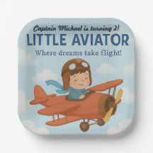 Little Aviator Niedlich Red Airplan Square 7"