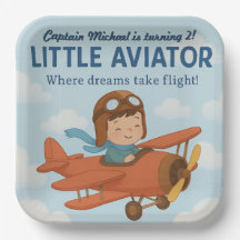 Little Aviator Niedlich Red Airplane Square 9"