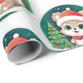 Little Baby Animal Xmas Magic Geschenkpapier (Rolleneckpunkt)