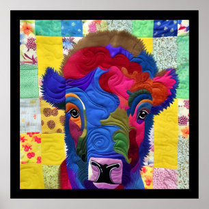 Little Baby Bison Quilt Like Design Poster