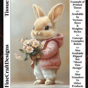 Little Baby Bunny Rabbit, Blume CW6L Decoupage Seidenpapier