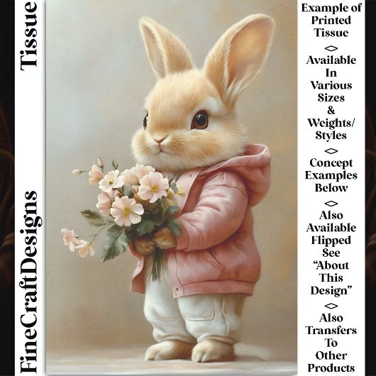 Little Baby Bunny Rabbit, Blume CW6L Decoupage Seidenpapier