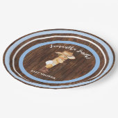 Little Baby Cowboy Western Blue Baby Dusche Pappteller (Schrägansicht)