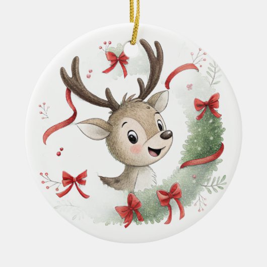 Little Baby Deer Christmas, Cute Fawn  Keramik Ornament (Vorne)