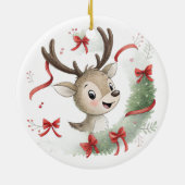 Little Baby Deer Christmas, Cute Fawn Keramik Ornament (Hinten)