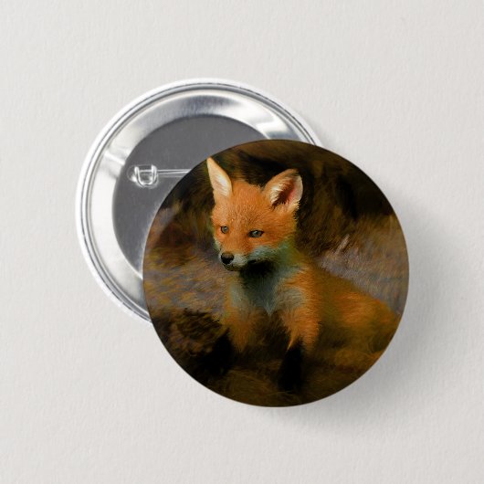Little Baby Fox Cub Portrait Button (Vorne & Hinten)
