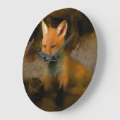 Little Baby Fox Cub Portrait Große Wanduhr (Winkel)