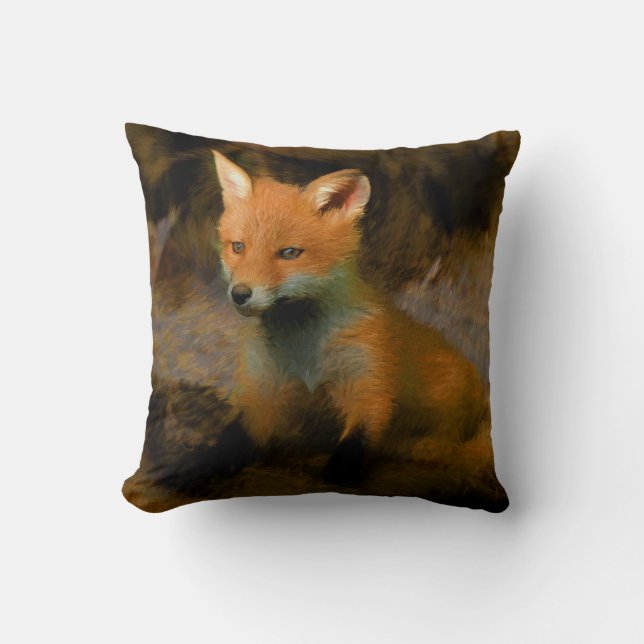 Little Baby Fox Cub Portrait Kissen (Vorderseite)