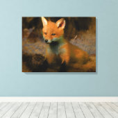 Little Baby Fox Cub Portrait Leinwanddruck (Insitu (Holzboden))