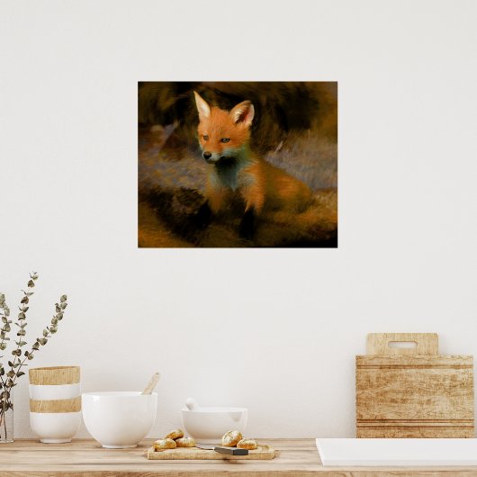 Little Baby Fox Cub Portrait Poster (Küche)