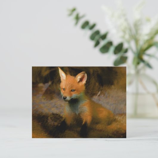 Little Baby Fox Cub Portrait Postkarte (Stehend Vorderseite)