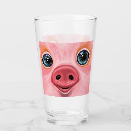 Little Baby Pig Glass Smile - Funny Glas (Vorderseite)
