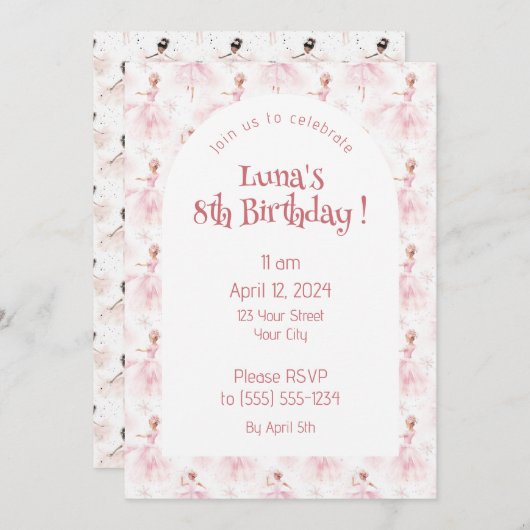 Little Ballerina #1 - Black Girl Einladung (Vorne/Hinten)