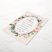 Little Ballerina Kindergeburtstag Rose Gold Floral Folieneinladung (Gedreht)