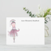 Little Ballerina pink Personalisiert Dankeskarte (Stehend Vorderseite)