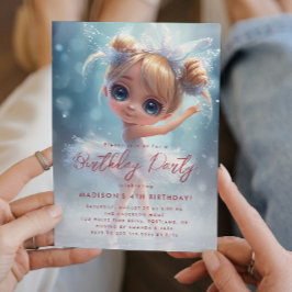 Little Ballerina White and Blue Geburtstagsparty Einladung