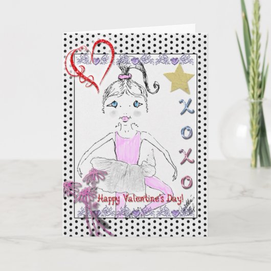 Little Ballerina "XOXO" Feiertagskarte (Vorderseite)