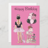 Little Ballerina zum Geburtstag Einladung (Vorne/Hinten)