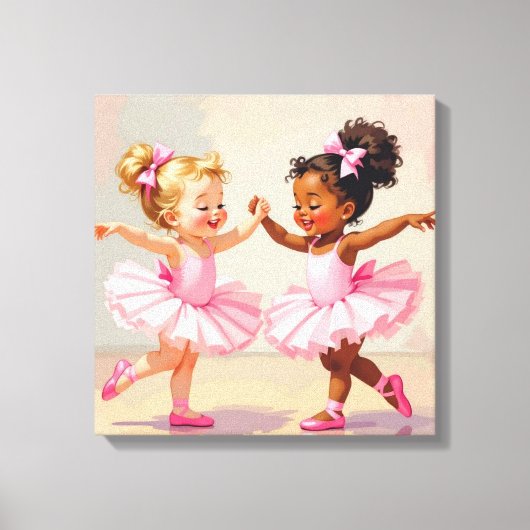 Little Ballerinas Dancing Cute Illustration Leinwanddruck (Vorderseite)