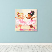 Little Ballerinas Dancing Cute Illustration Leinwanddruck (Insitu (Holzboden))