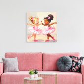 Little Ballerinas Dancing Cute Illustration Leinwanddruck (Insitu (Wohnzimmer))