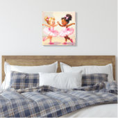 Little Ballerinas Dancing Cute Illustration Leinwanddruck (Insitu (Schlafzimmer))