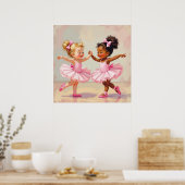 Little Ballerinas Dancing Cute Illustration Poster (Küche)