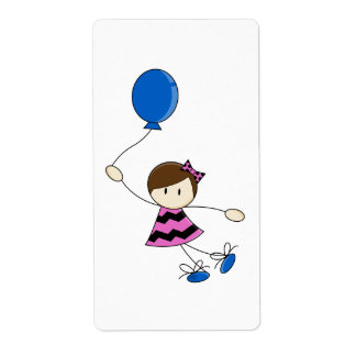 Little Balloon Girl Sticker Label
