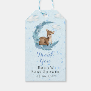 Little Bambi blue Flowers Crescent Moon & Clouds Geschenkanhänger