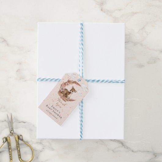 Little Bambi mit Blume Crescent Moon & Clouds Geschenkanhänger (Mit Garn)