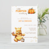 Little Bar Fall Harvest Pumpkin Baby Dusche Einladung (Stehend Vorderseite)