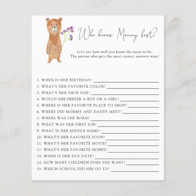 Little Bär - Wer kennt MOMMY am besten (Vorderseite)