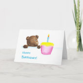 Little Bären Craving Pink Birthday Cupcake Card Karte (Vorderseite)
