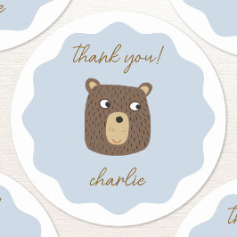 Little Bären Cub Personalisiert Danke Runder Aufkleber