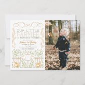 Little Bauer Harvest Scarecrow Foto Geburtstag Einladung (Vorderseite)