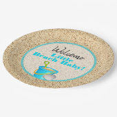 Little Beach Baby Aquamarin Pail and Shovel Baby D Pappteller (Schrägansicht)