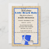 Little Beach Baby Blue Sand Pail Baby Dusche Einladung (Vorderseite)